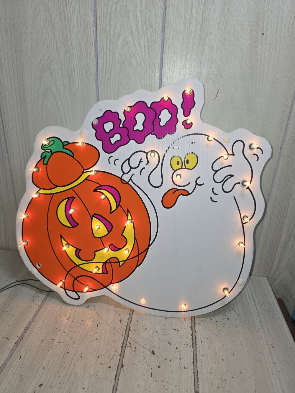 Miniature Twinklers Light Up Jack O Lantern Ghost Halloween Yard Decor Vtg 1994